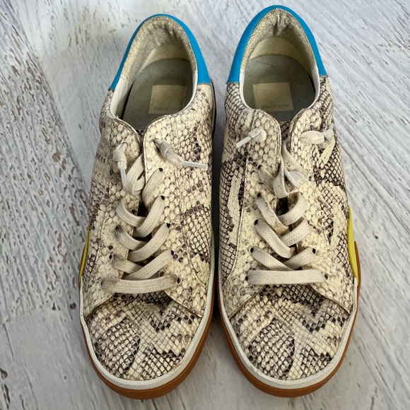 Dolce Vita Snake Print Sneakers with Blue and Yellow Accents - Picture 1 of 6